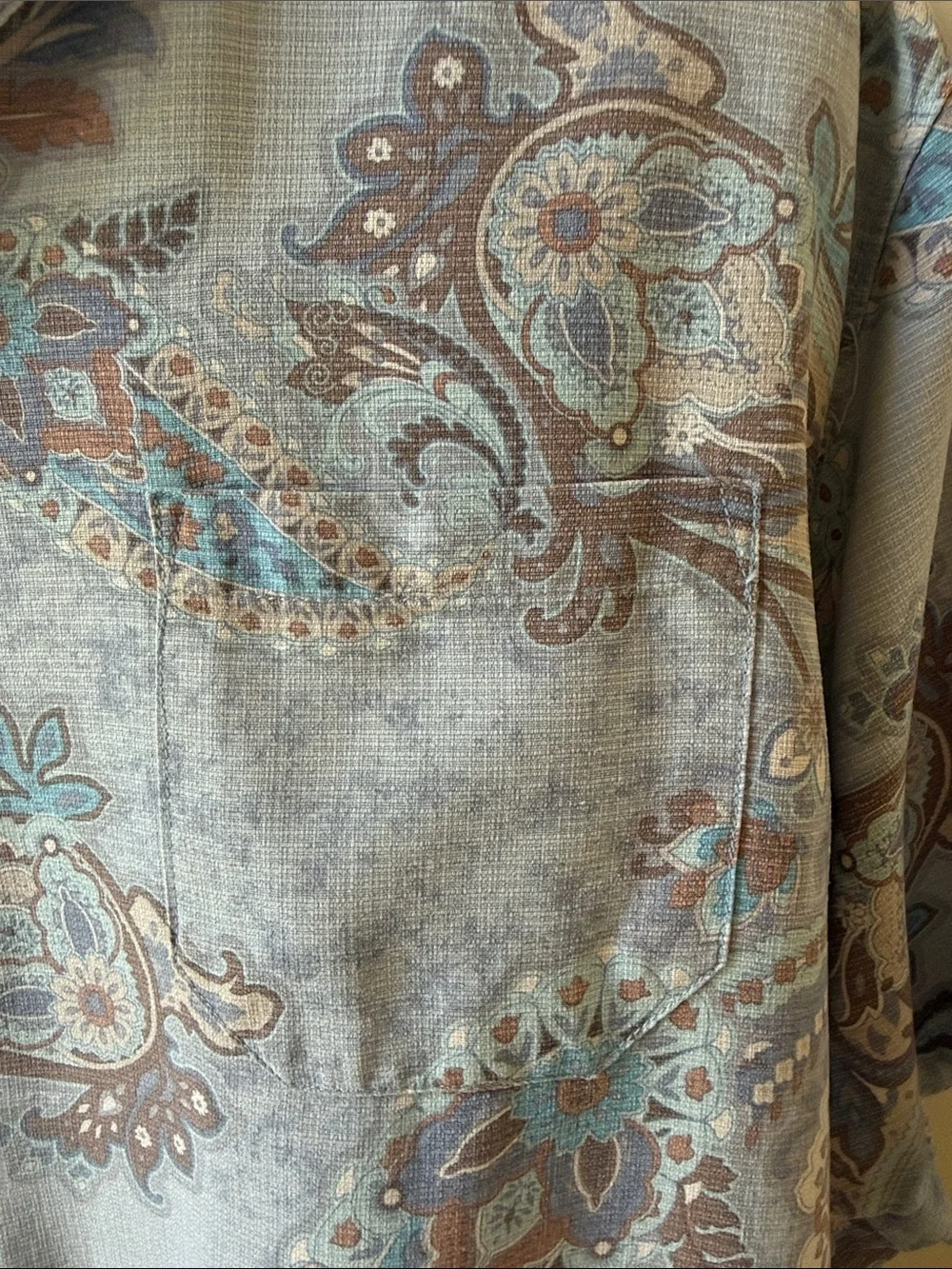 Tommy Bahama Paisley Print Silk Hawaiian Shirt Size L